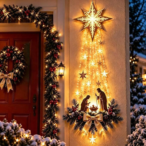 Presépio Luminoso de Parede Estrela de Belém – Decoração de Natal