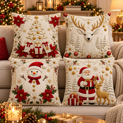 Kit Capas de Almofada de Natal Papai Noel 45×45cm – 4 ou 6 Unidades