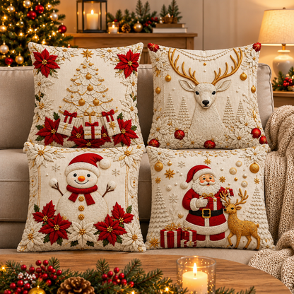 Kit Capas de Almofada de Natal Papai Noel 45×45cm – 4 ou 6 Unidades