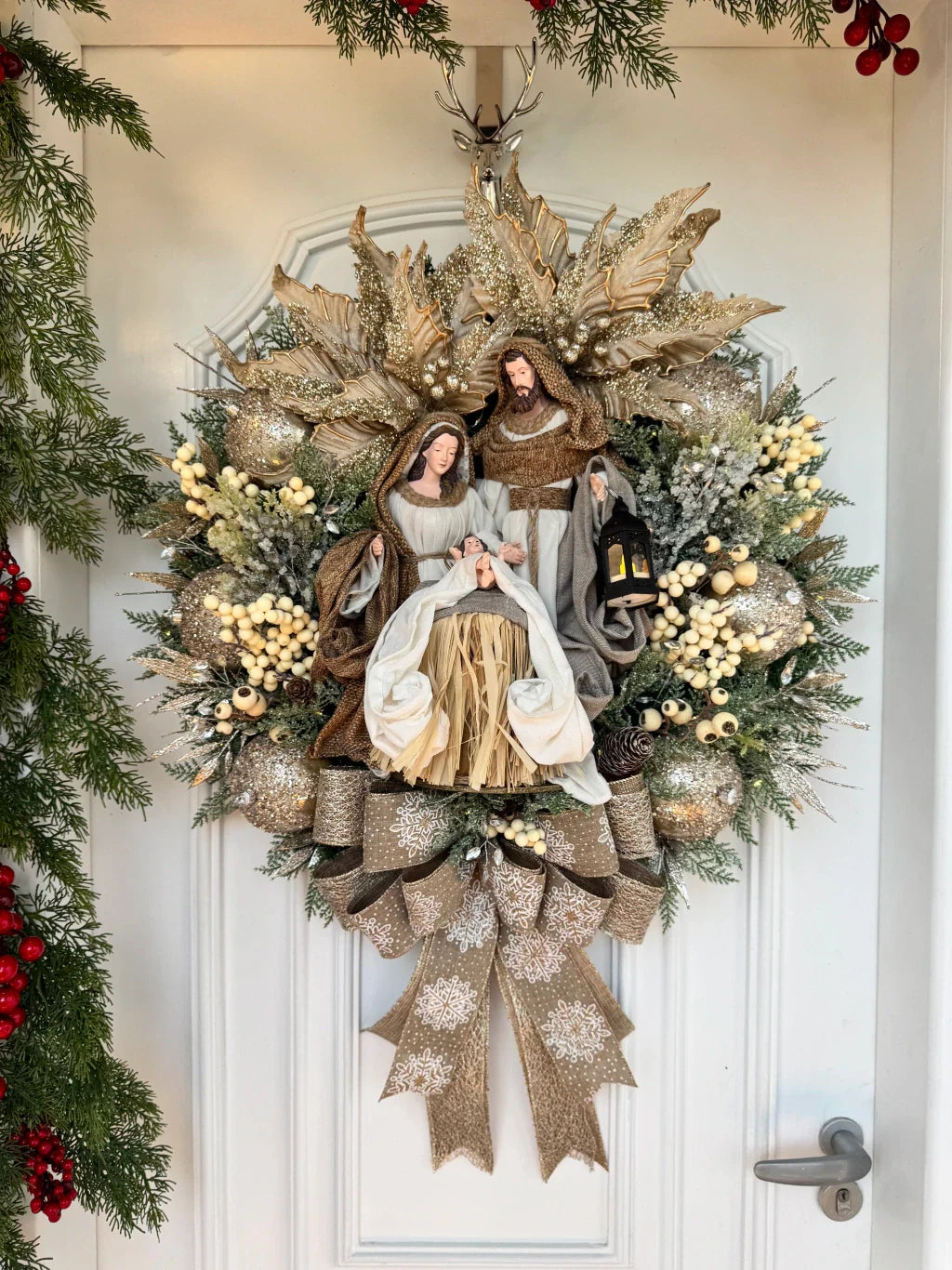 Guirlanda De Natal Sagrada Família C/ Led 80cm
