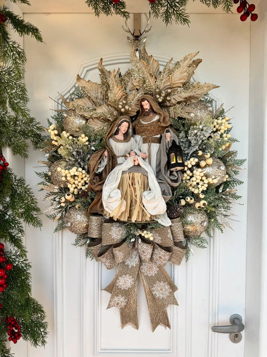 Guirlanda De Natal Sagrada Família C/ Led 80cm