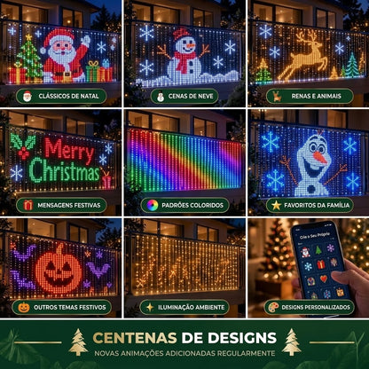 Cortina de LED Inteligente Festilume para Sacada  – Animações de Natal pelo Celular